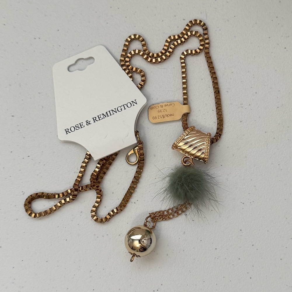 Rose & Remington Teal Pom Pom Ball Necklace